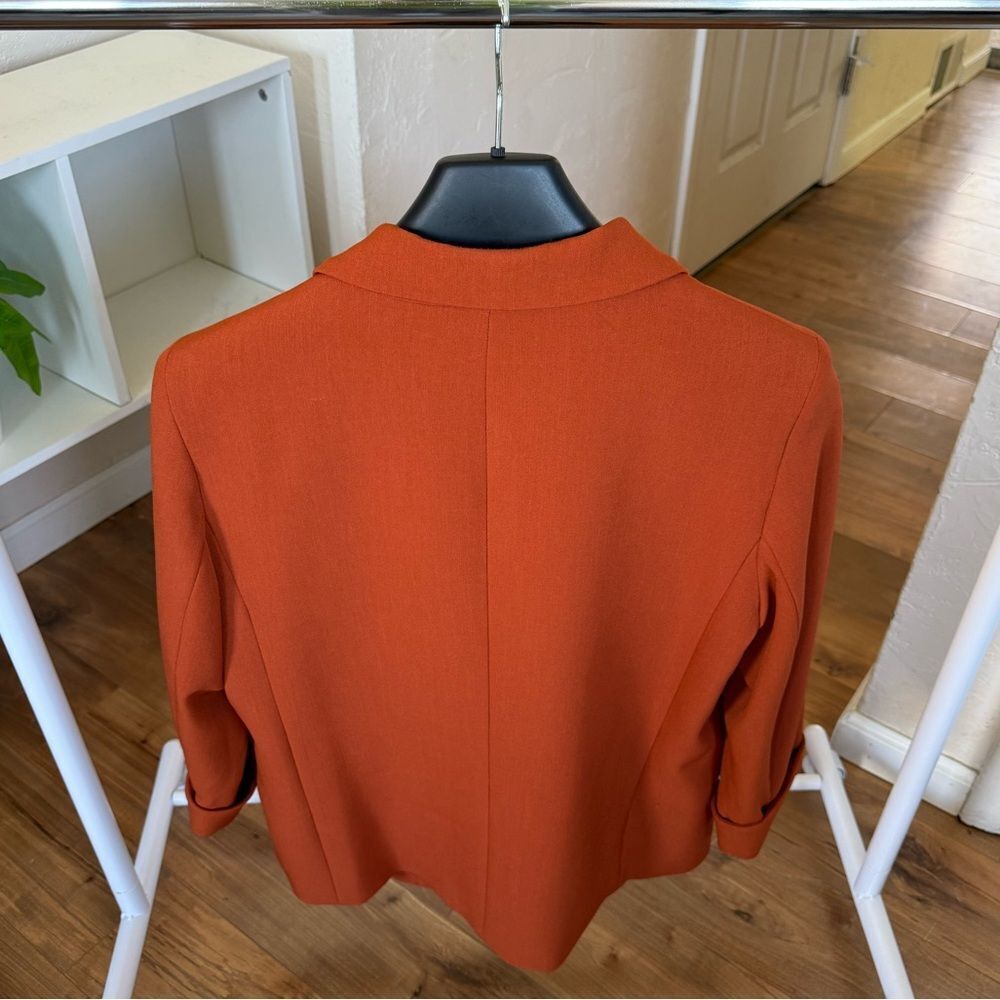 TAHARI ASL Easy Notch Collar Blazer Patch Pockets Orange Spice Size 14 - Picture 10 of 10